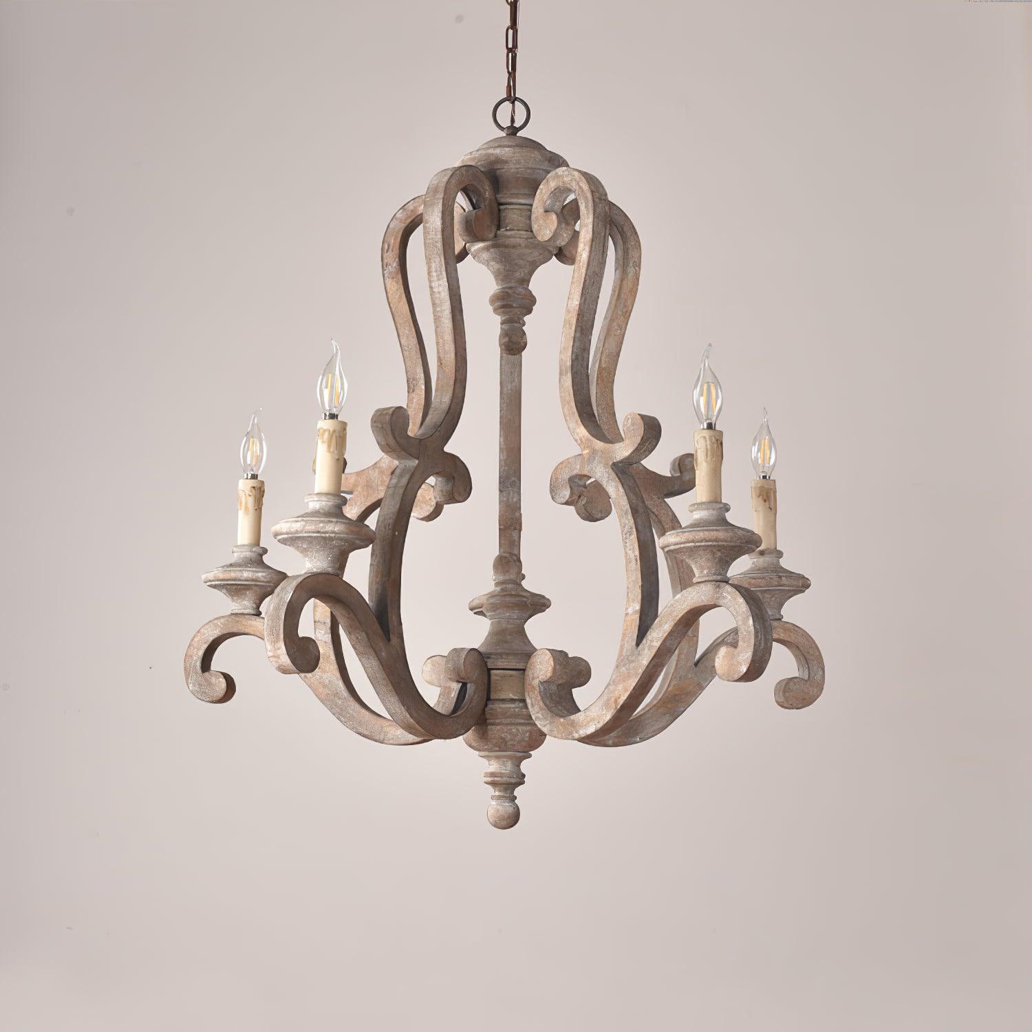 Arixy Chandelier Wooden Candle Mid-Century