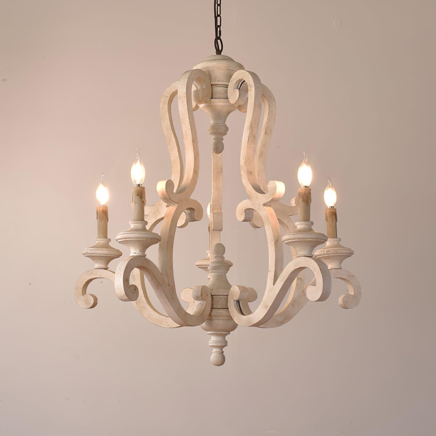Arixy Chandelier Wooden Candle Mid-Century