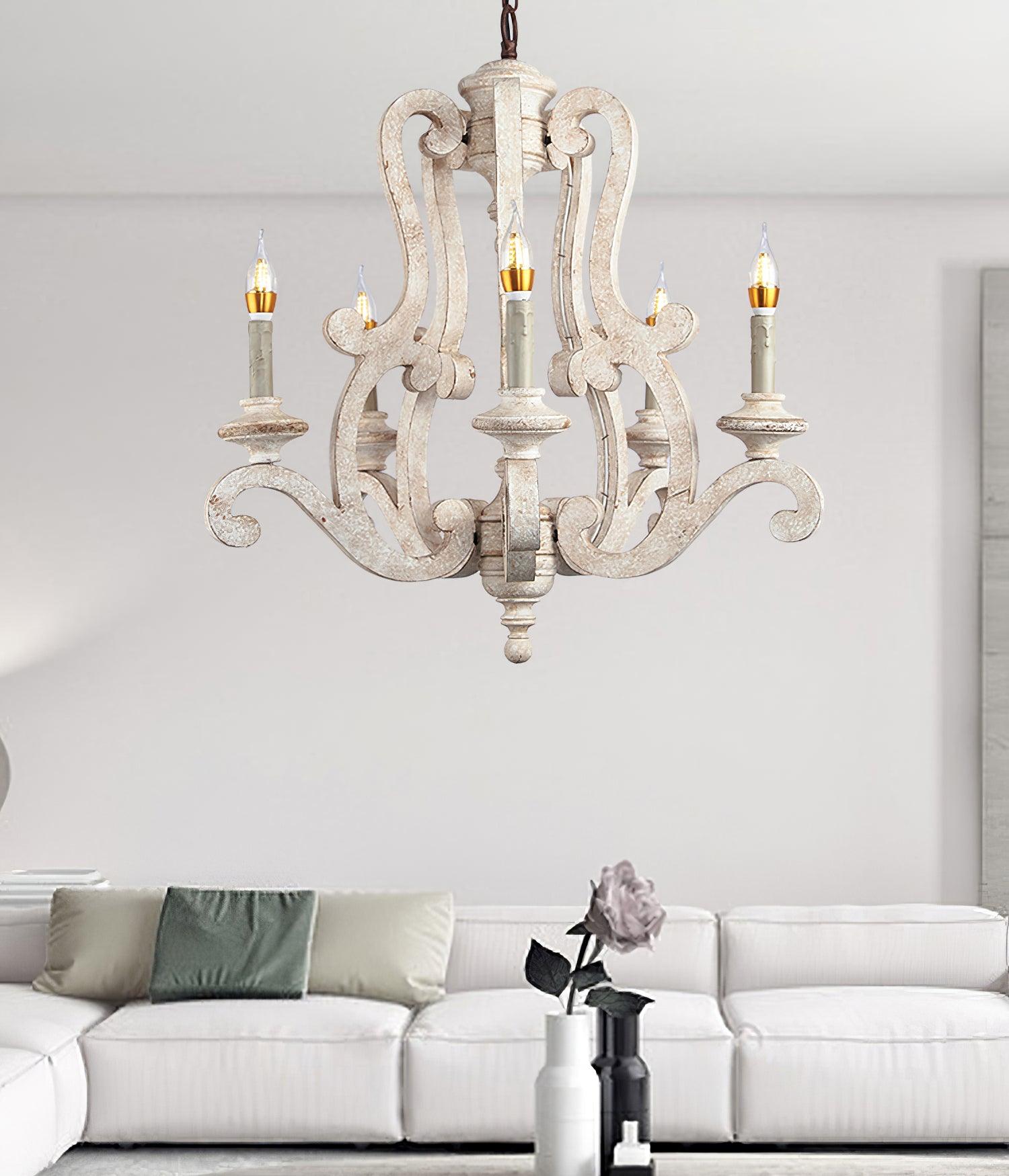 Arixy Chandelier Wooden Candle Mid-Century