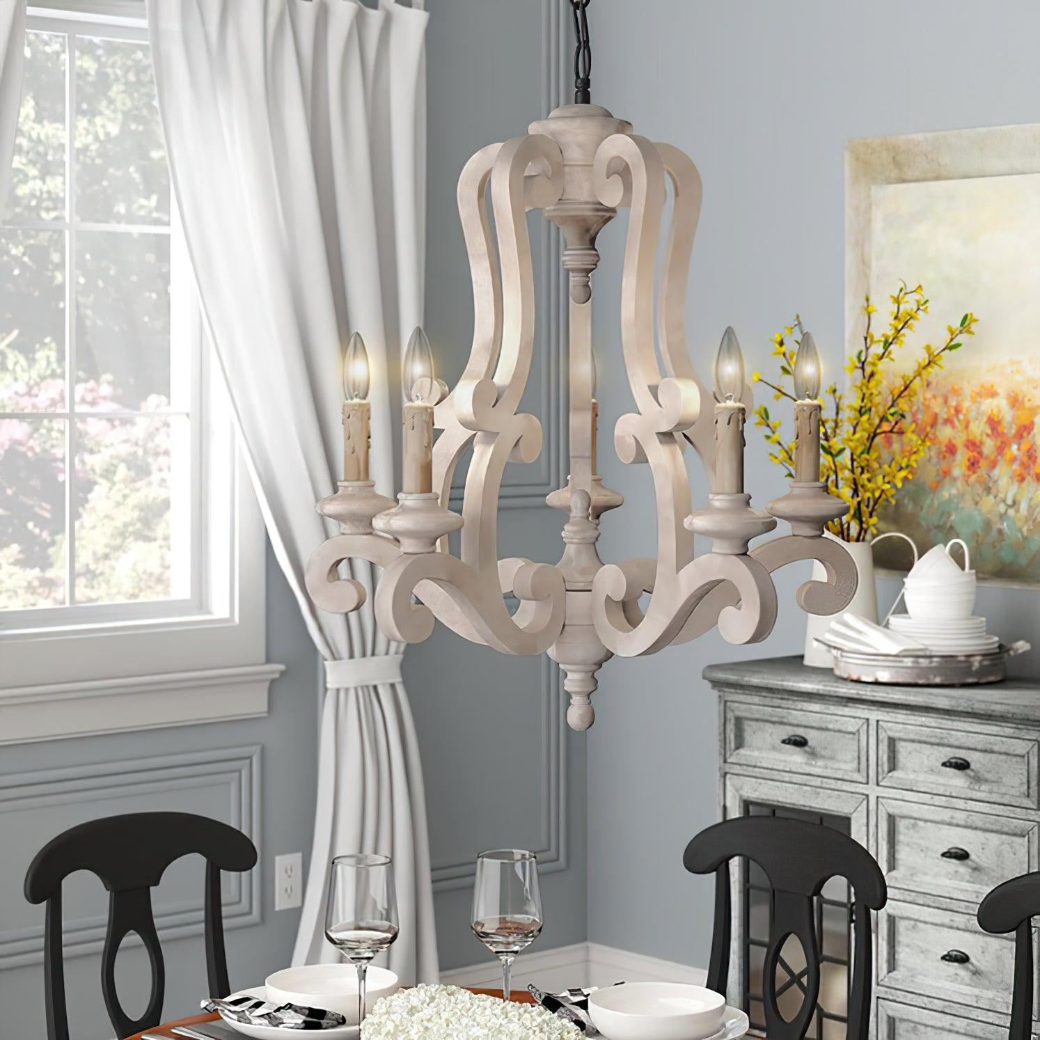Arixy Chandelier Wooden Candle Mid-Century