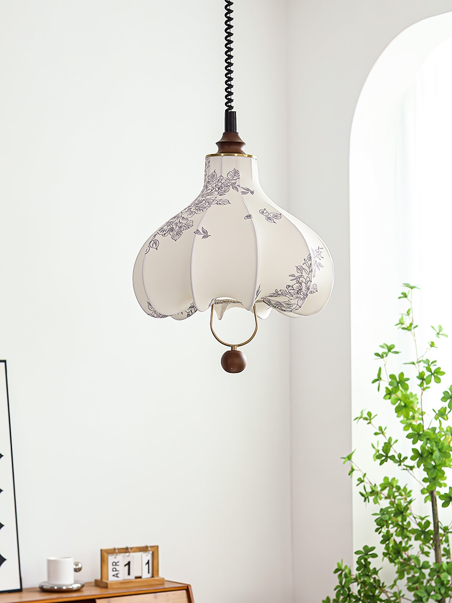 Mirerena Pendant Lamp Pear Fabric Lantern for Living Room
