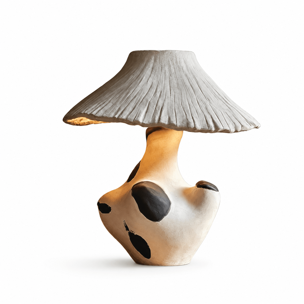 Pebble-Inlay Sculptural Plaster Table Lamp