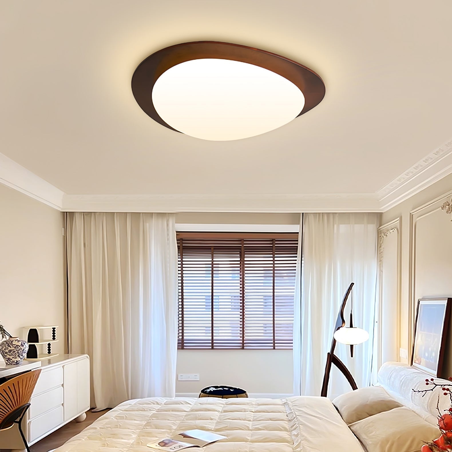 Evory Ceiling Light Wooden Walnut Pebble