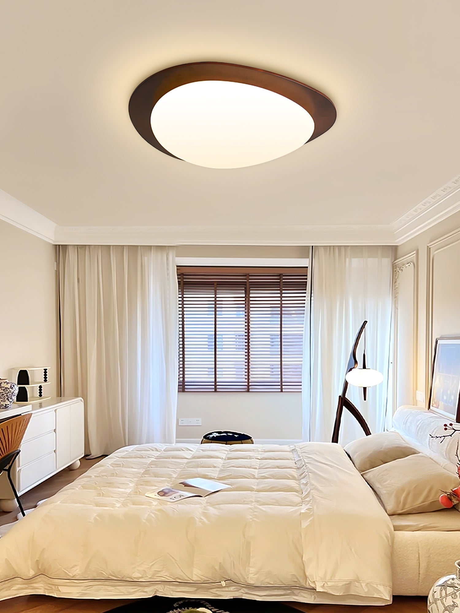 Evory Ceiling Light Wooden Walnut Pebble