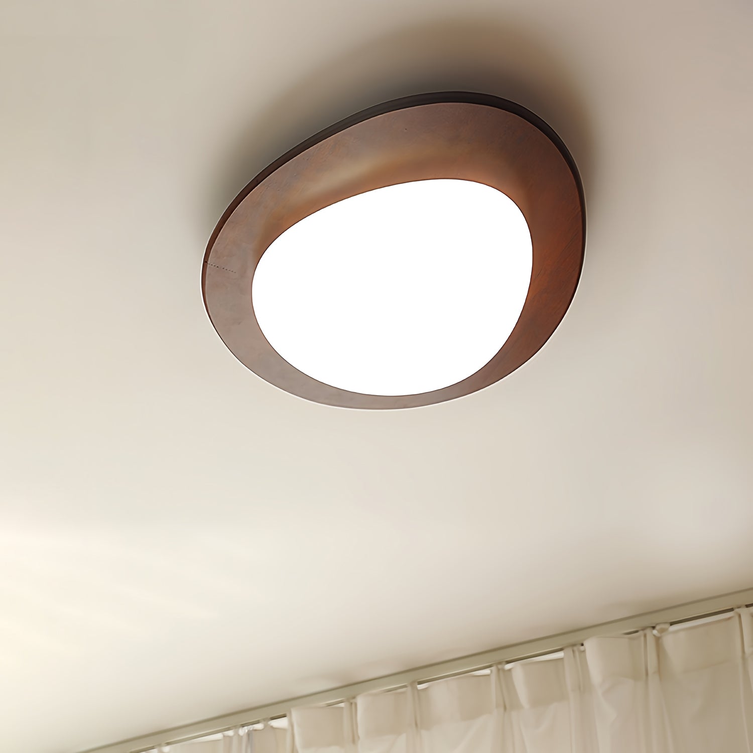Evory Ceiling Light Wooden Walnut Pebble