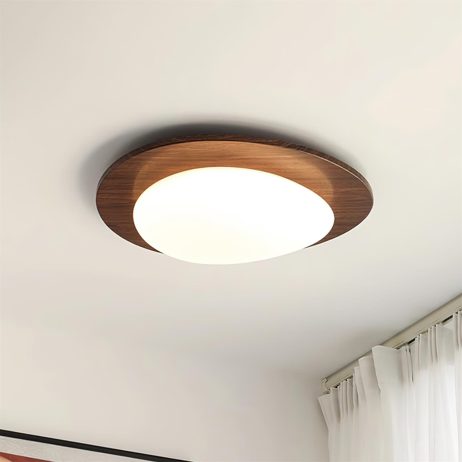Evory Ceiling Light Wooden Walnut Pebble