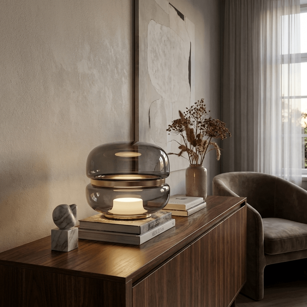 Eirelena Smoke Glass Table Lamp