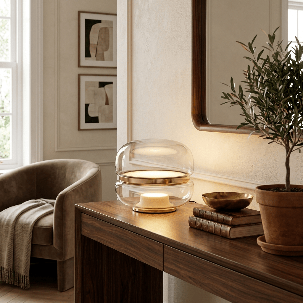 Eirelena Smoke Glass Table Lamp