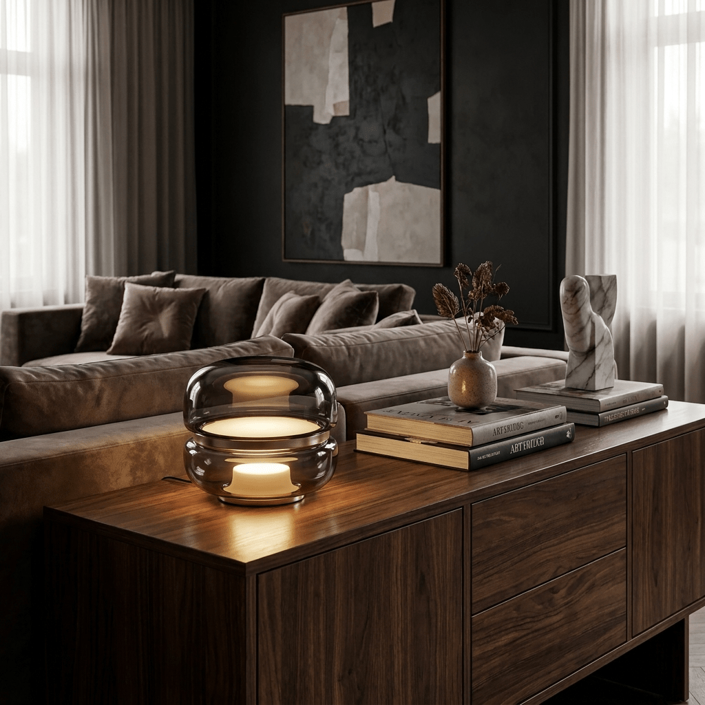 Eirelena Smoke Glass Table Lamp