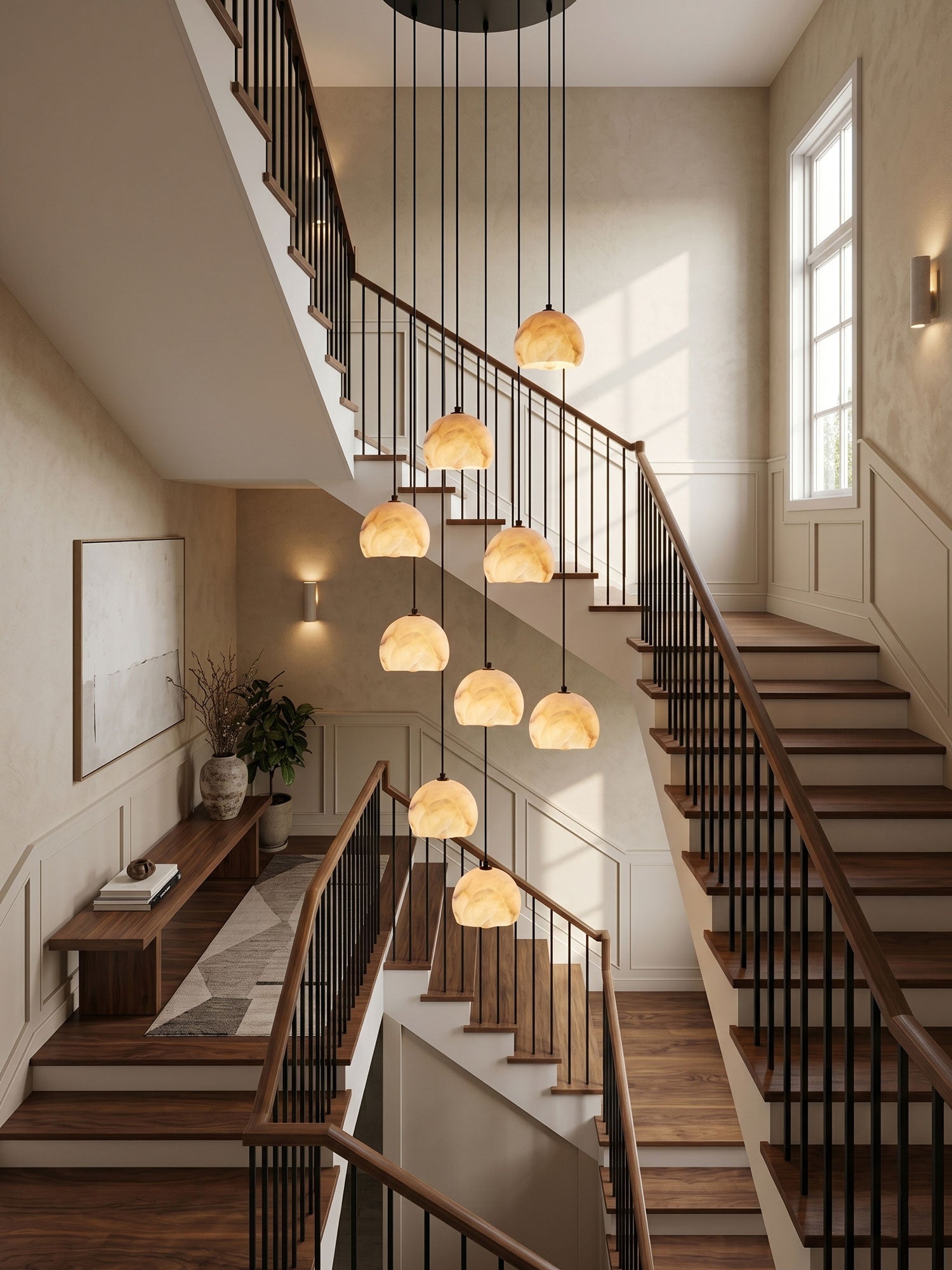 Nerea Alabaster Dome Staircase Chandelier