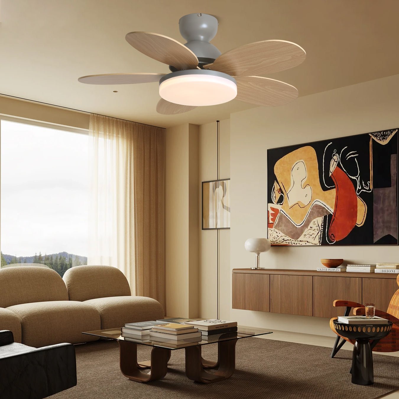 Eireise Colorful Glass Kids Ceiling Fan Light