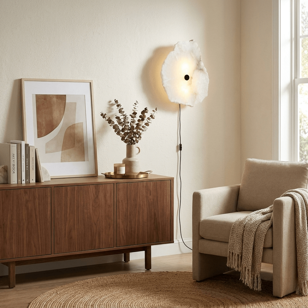Nivarelia Alabaster Plug-in Wall Lamp