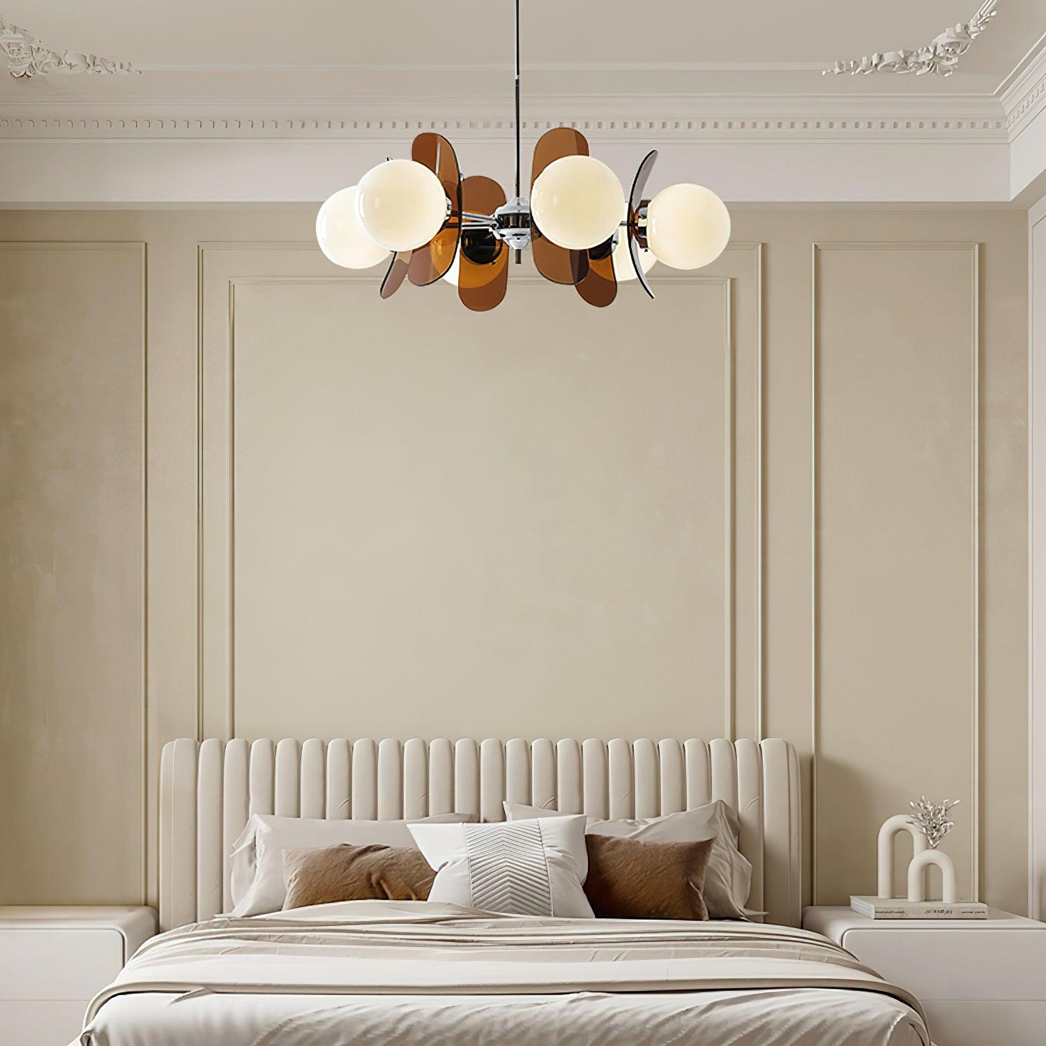 Quay Chandelier Phosphorescent Glass Lampshade