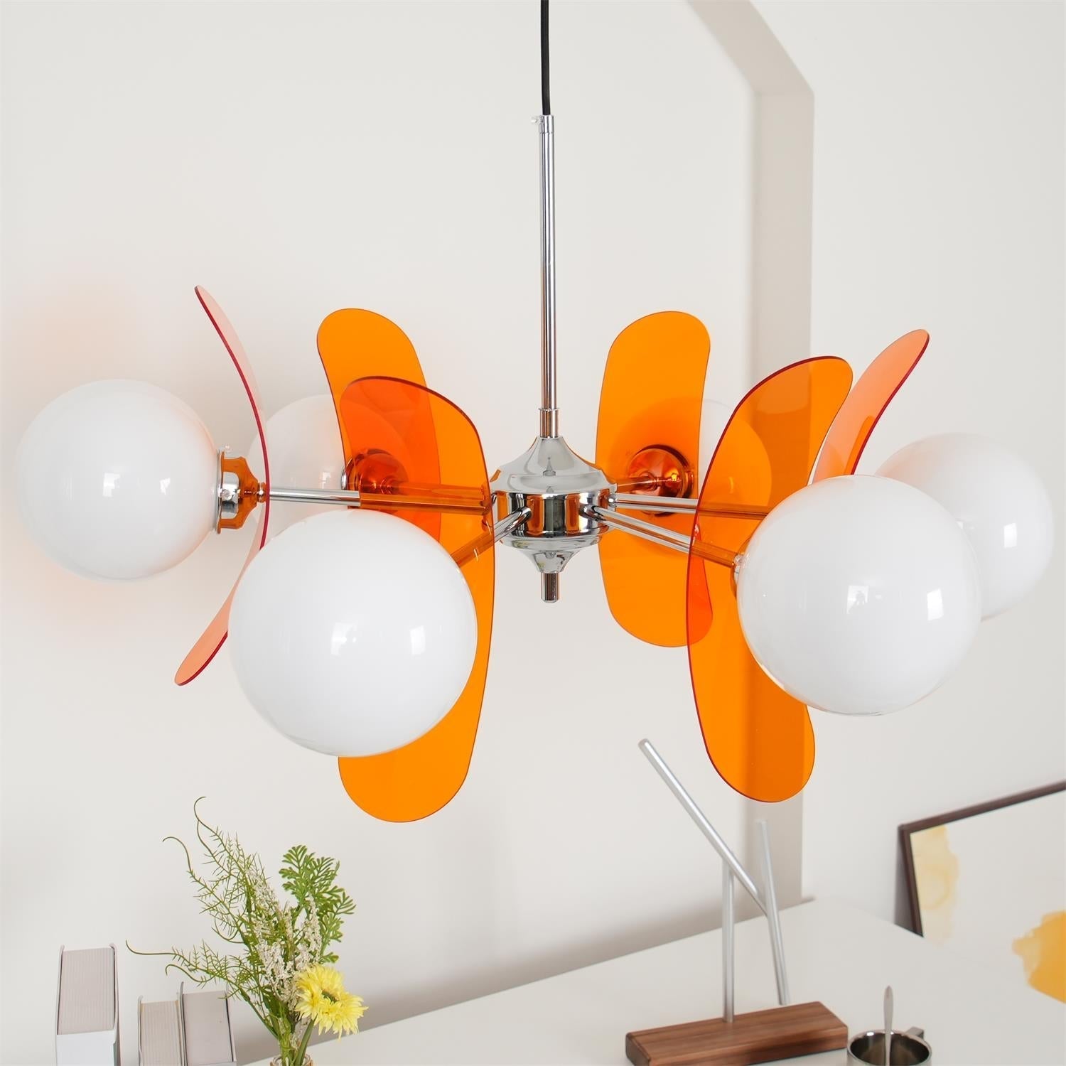 Quay Chandelier Phosphorescent Glass Lampshade