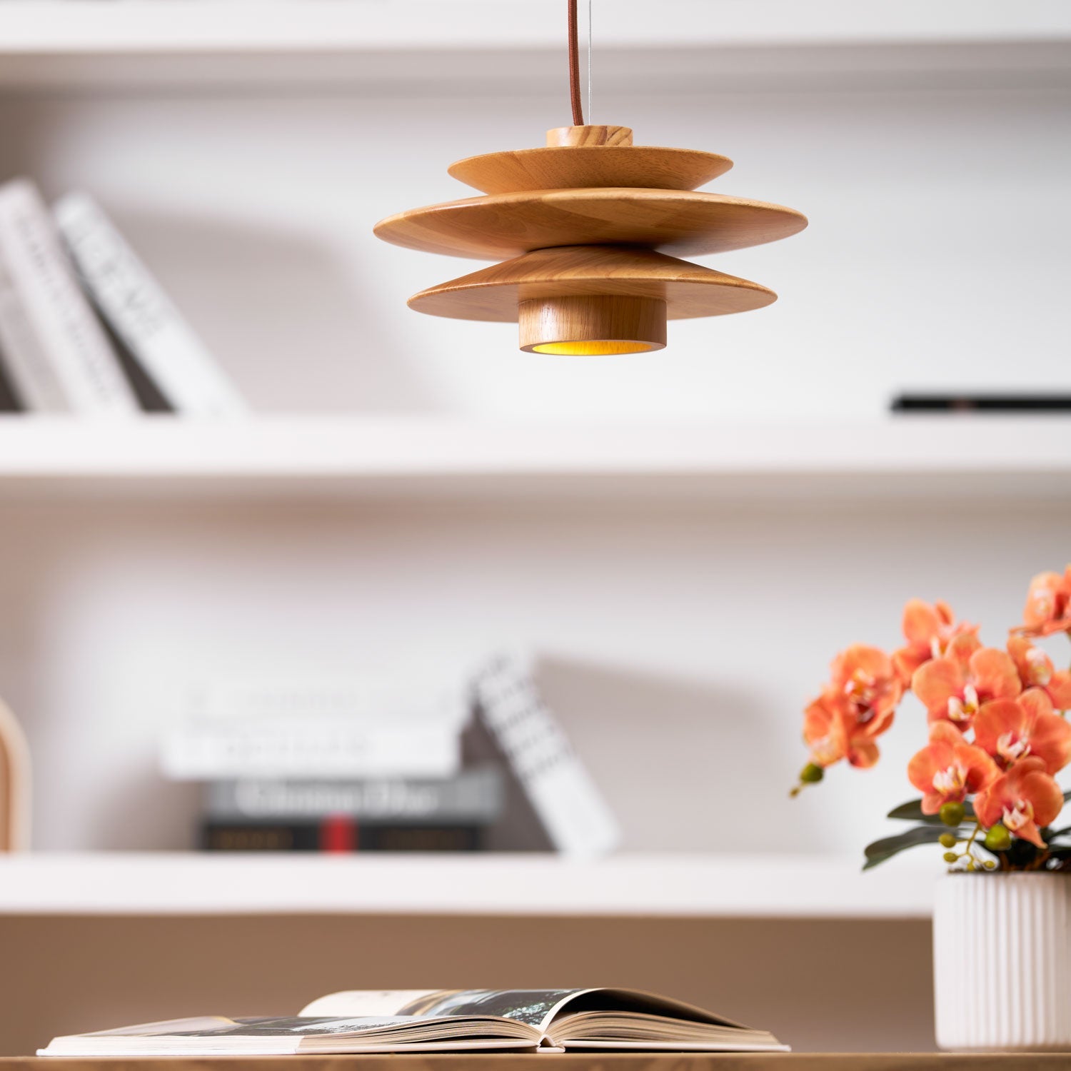 Marshire Wooden Disc Pendant Light