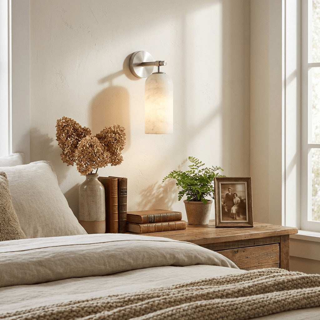 Beaustead Pillar Alabaster Indoor Wall Light