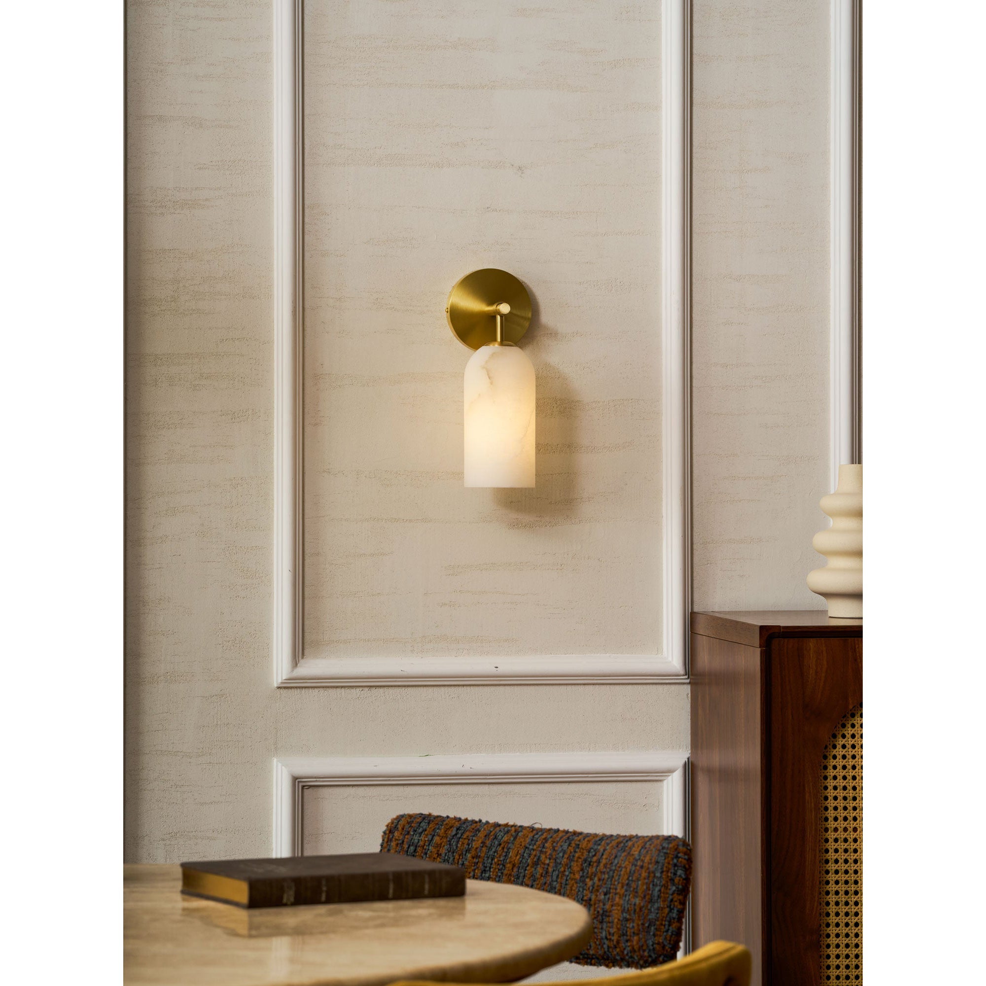 Beaustead Pillar Alabaster Indoor Wall Light