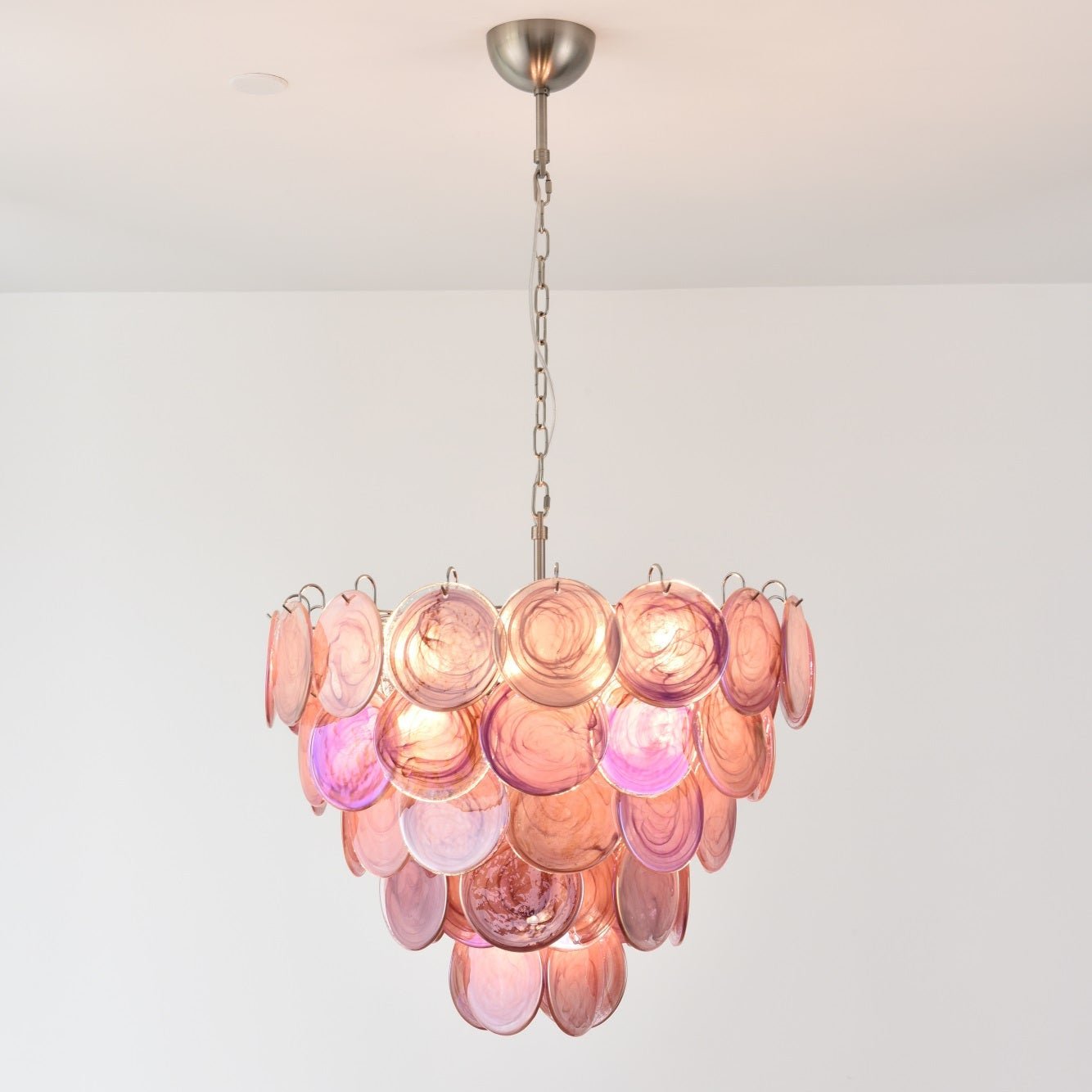 Aurora Chandelier Pink Murano Disc Layered - Neutral Decor