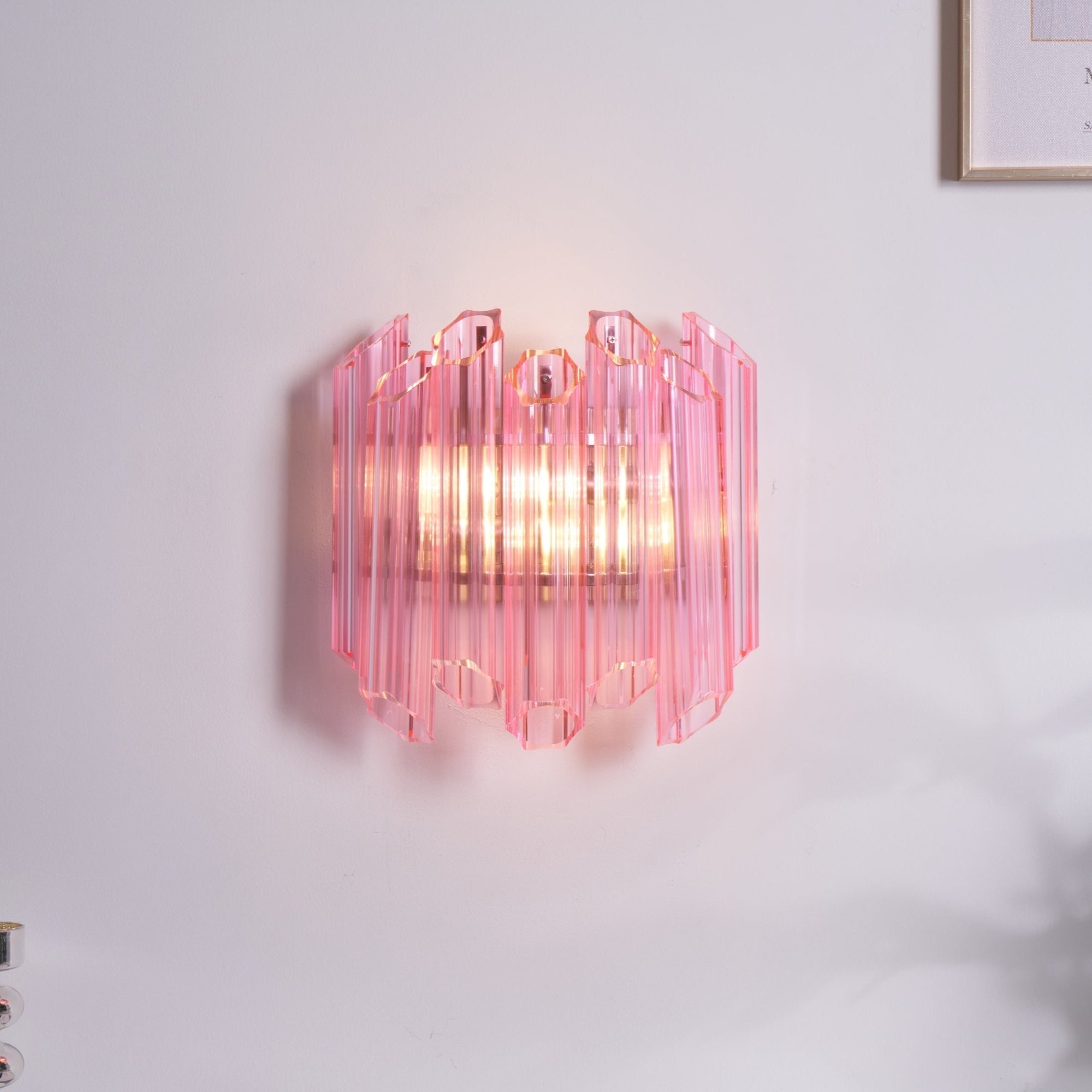 Aurora Wall Lamp Pink Murano Glass Tube