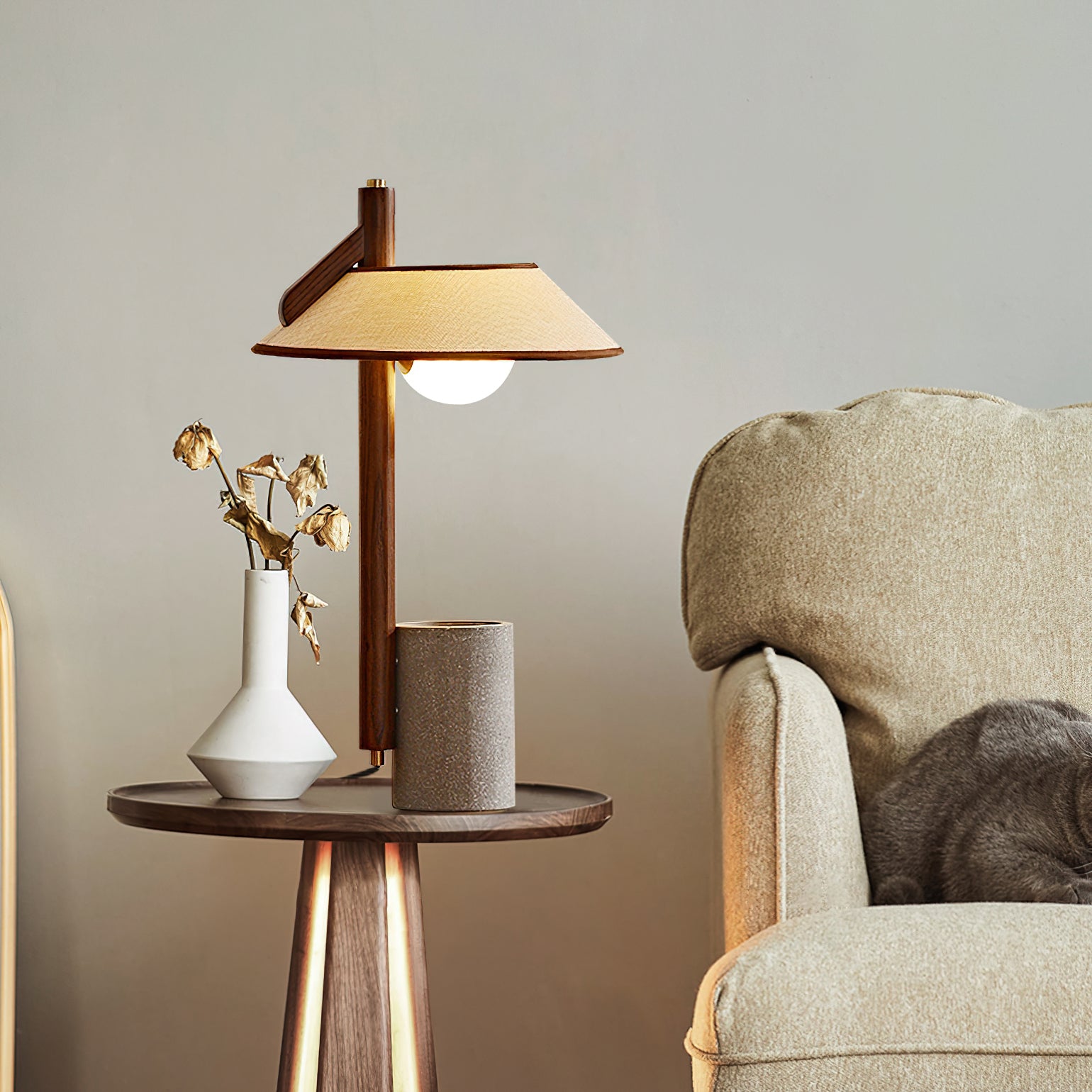 Damon Minimalist Wood Table Lamp