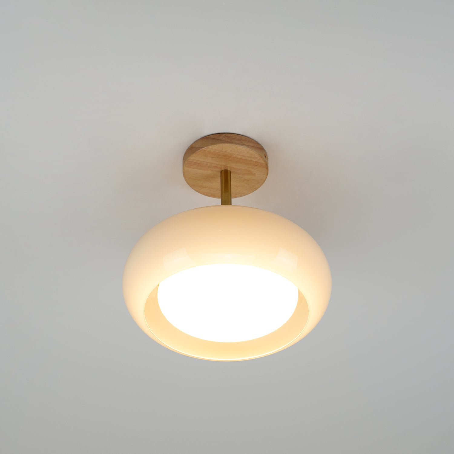 Aldaline Ceiling Lamp Glass and Wood Color Shade