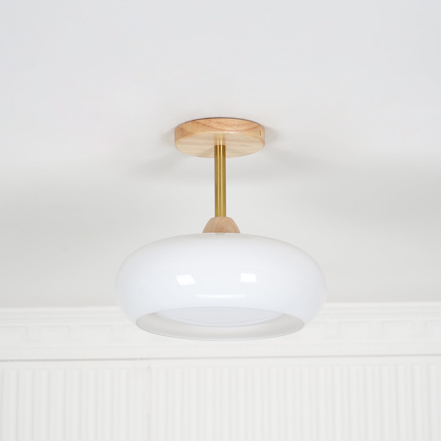 Aldaline Ceiling Lamp Glass and Wood Color Shade