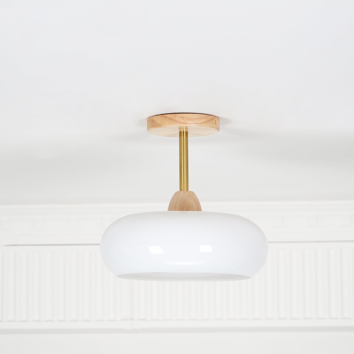 Aldaline Ceiling Lamp Glass and Wood Color Shade