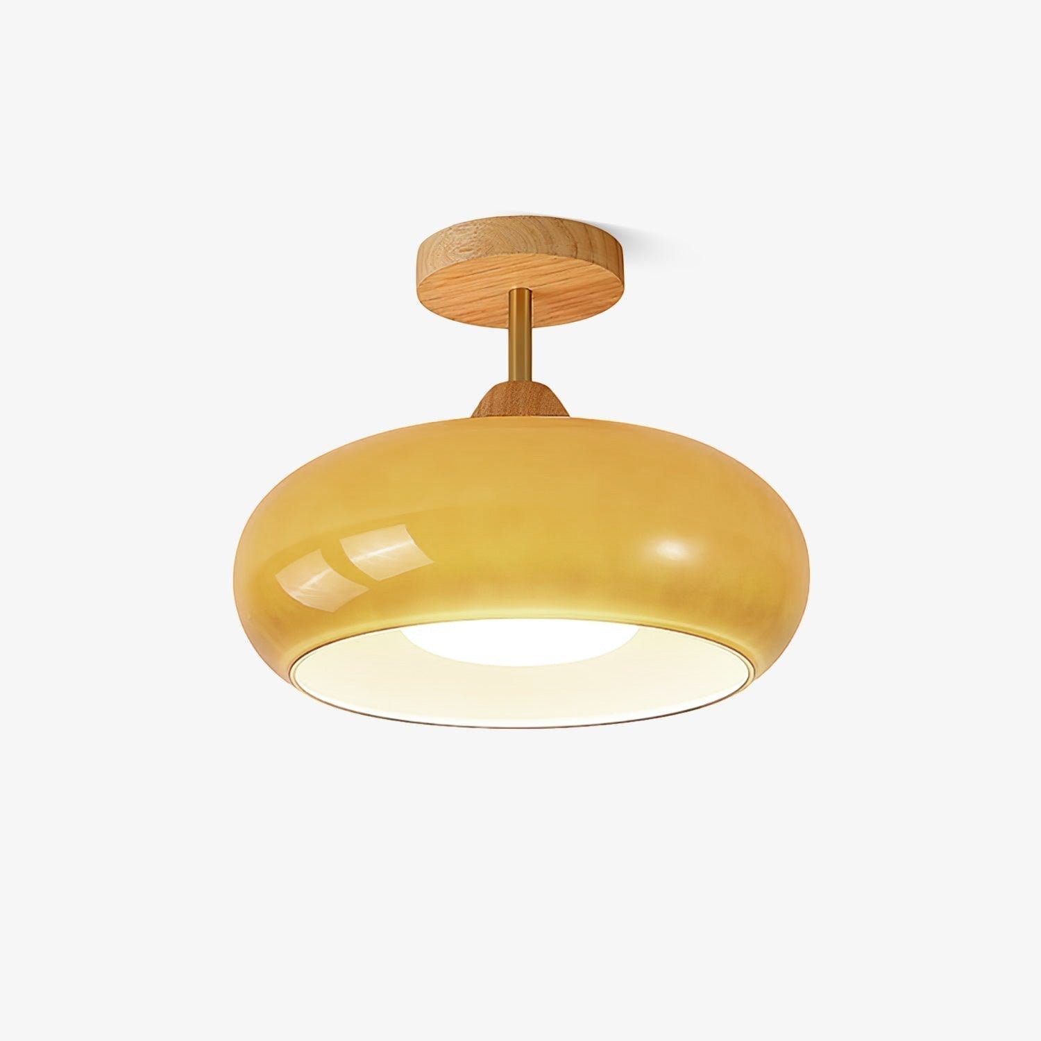 Aldaline Ceiling Lamp Glass and Wood Color Shade