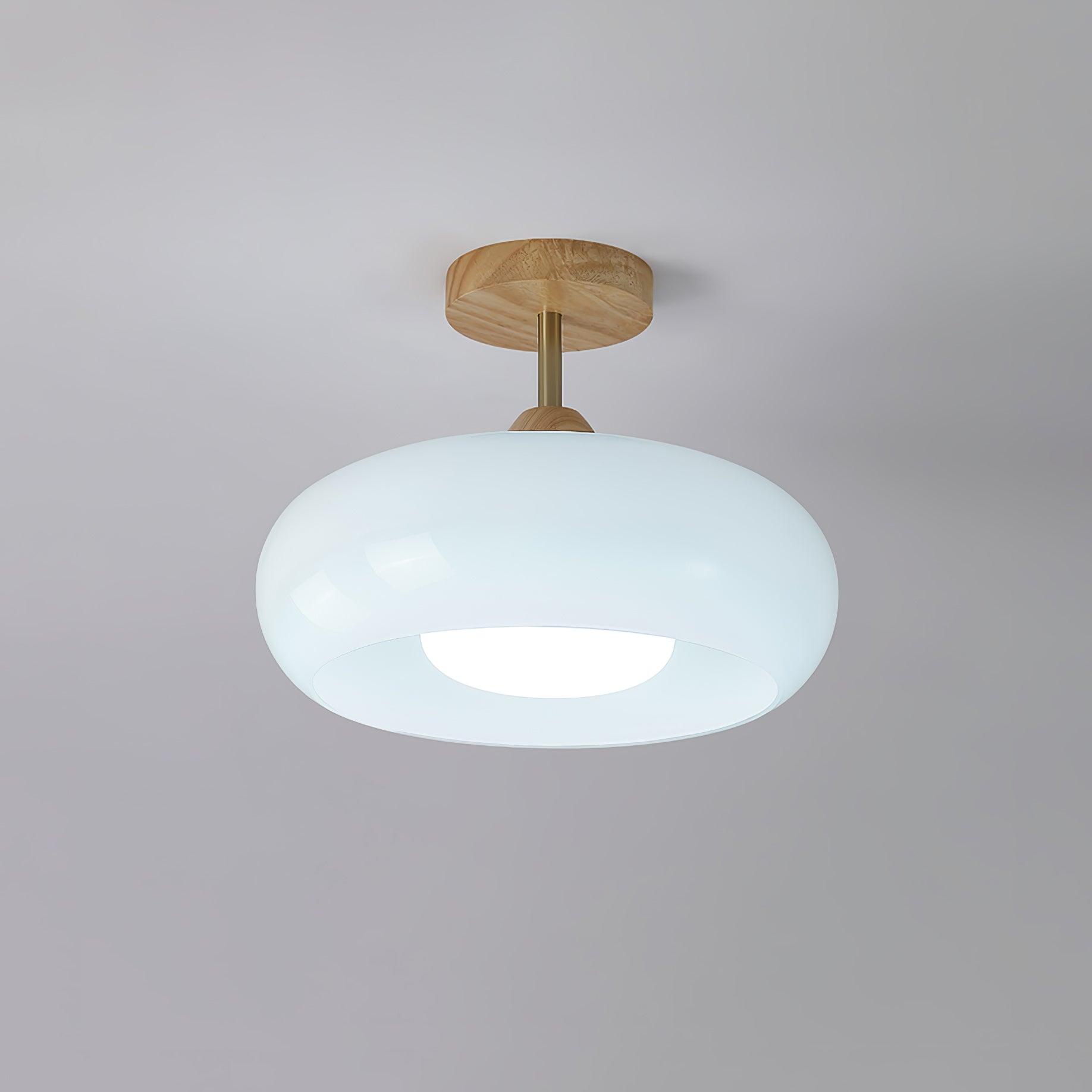 Aldaline Ceiling Lamp Glass and Wood Color Shade
