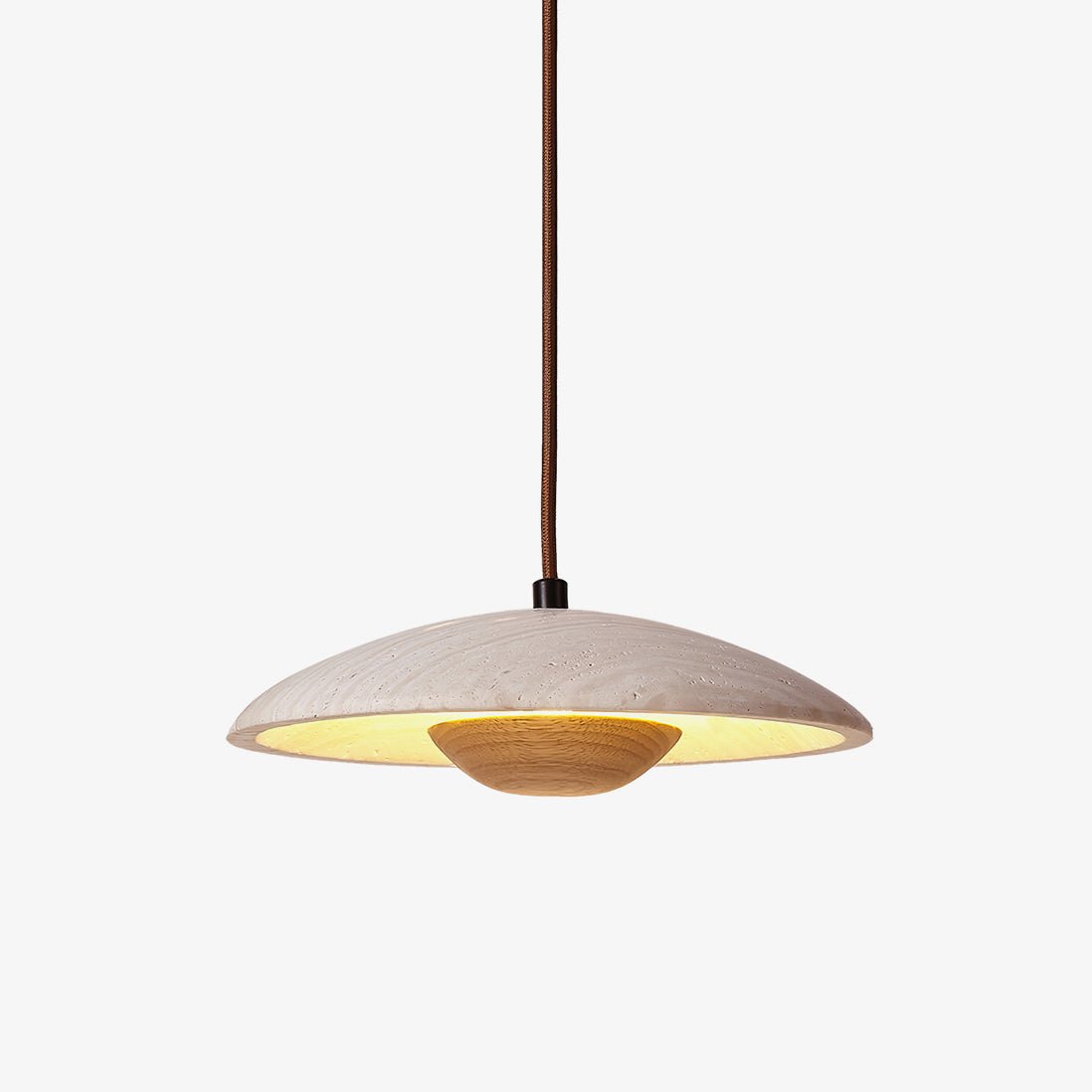 Zodore Wide-Brim Travertine Pendant Light