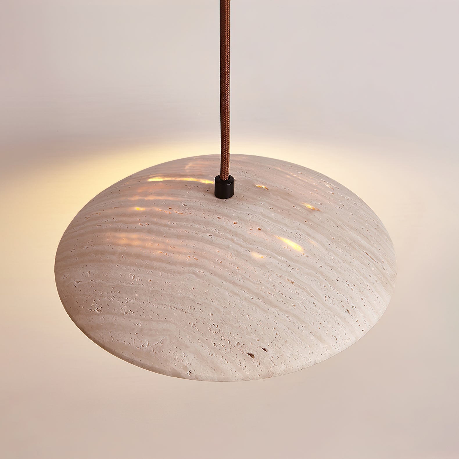 Bax Wide-Brim Travertine Pendant Light