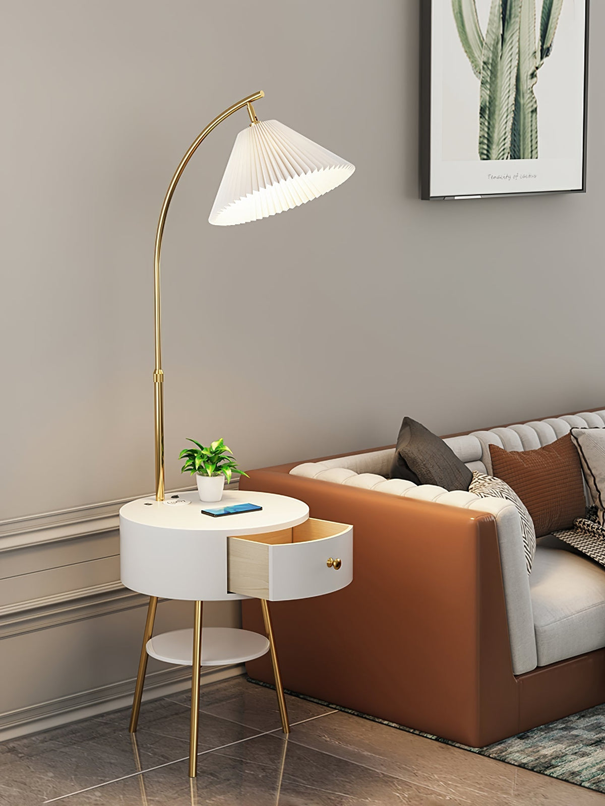 Arcora Pleated Arc Floor Light