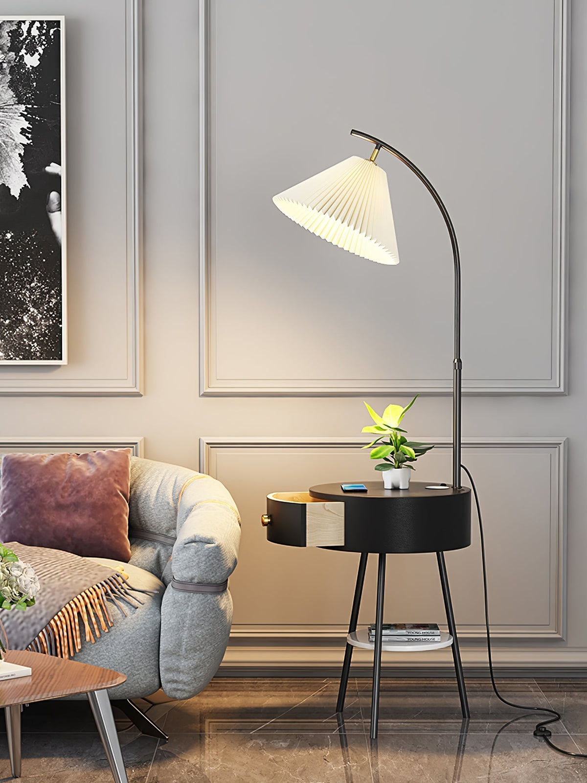 Arcora Pleated Arc Floor Light
