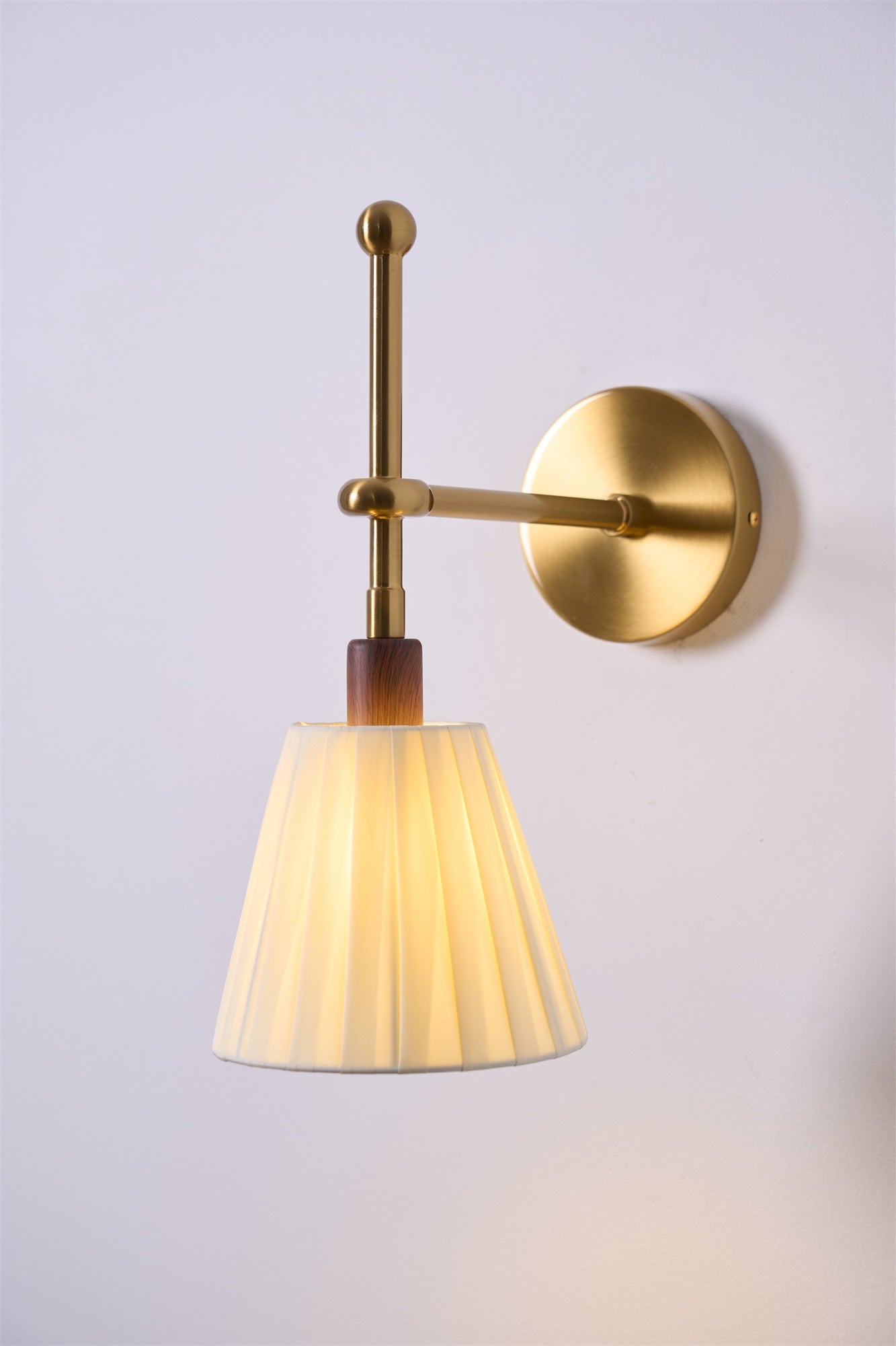 Gairm Wall Lamp Pleated Fabric Brass