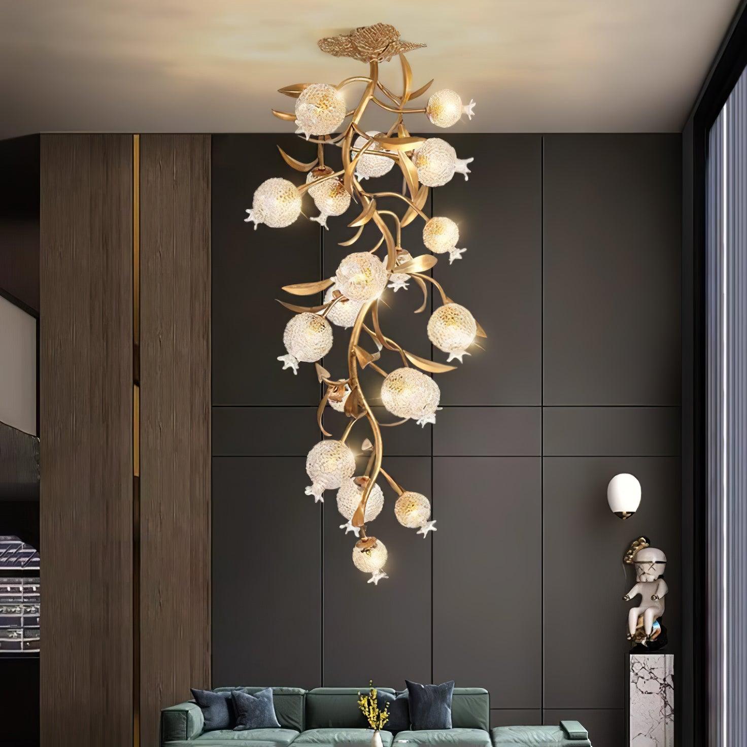 Bexlyn Elegance Pomegranate Brass Glass Ceiling Lamp