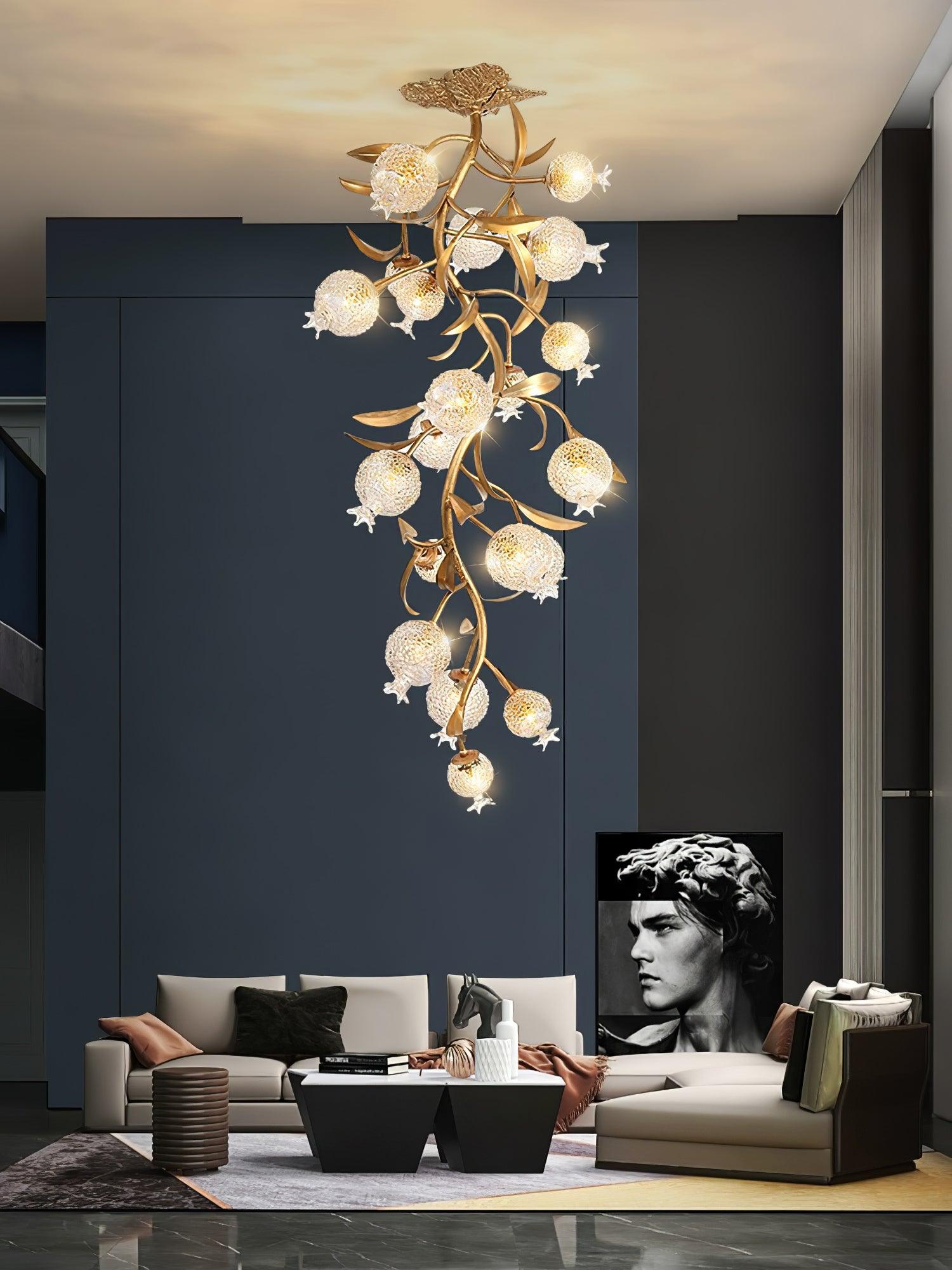 Bexlyn Elegance Pomegranate Brass Glass Ceiling Lamp