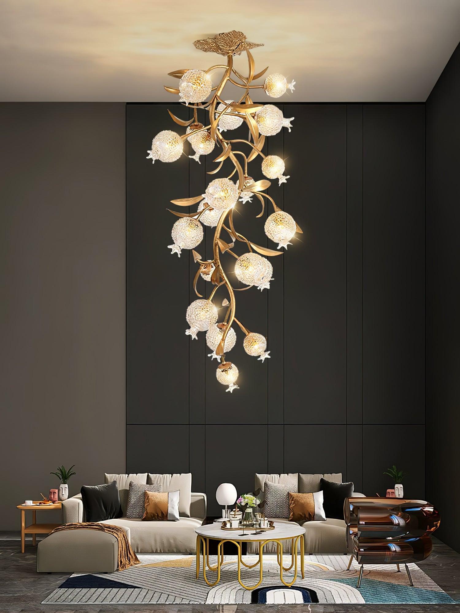 Bexlyn Elegance Pomegranate Brass Glass Ceiling Lamp