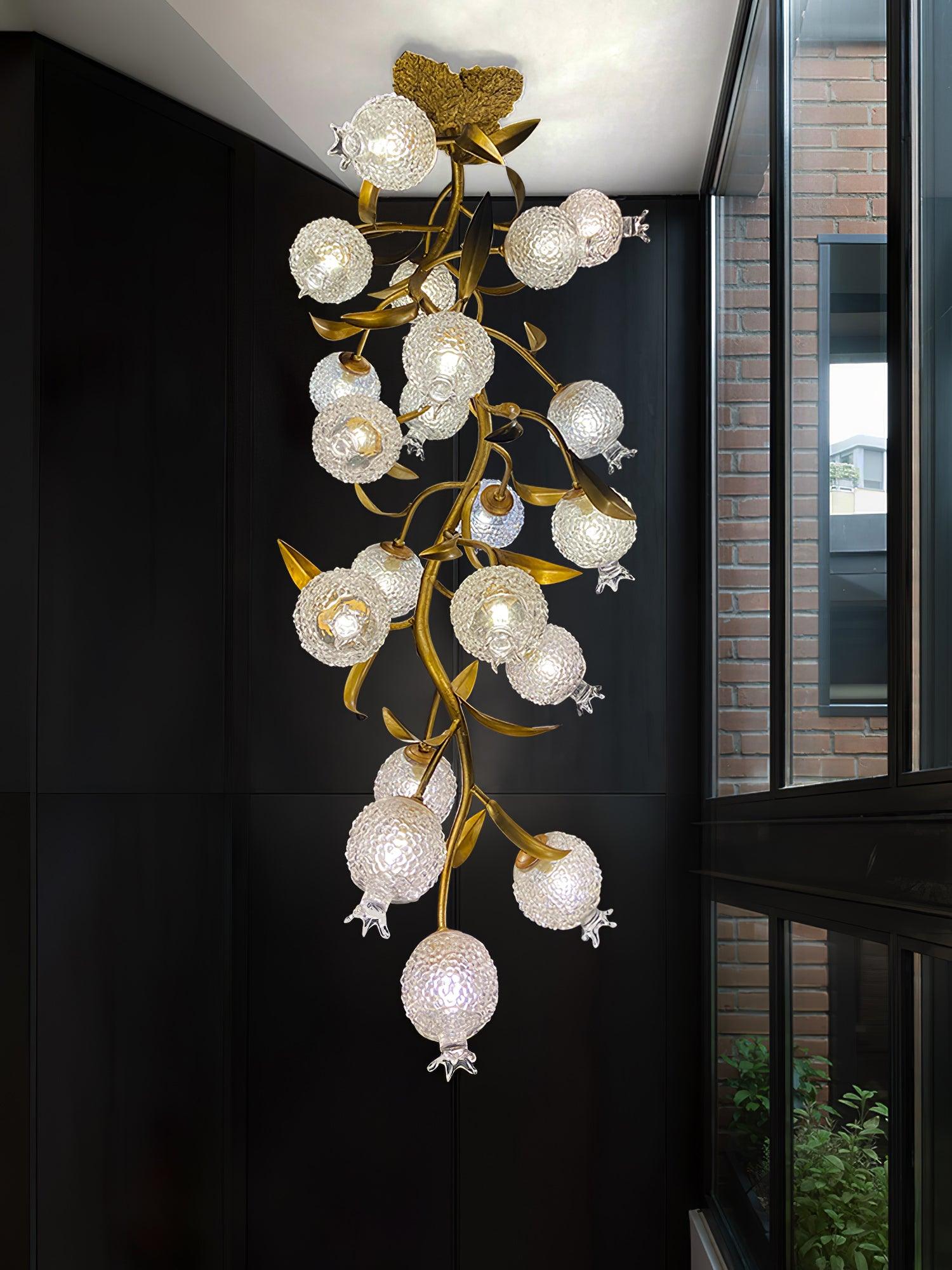 Bexlyn Elegance Pomegranate Brass Glass Ceiling Lamp