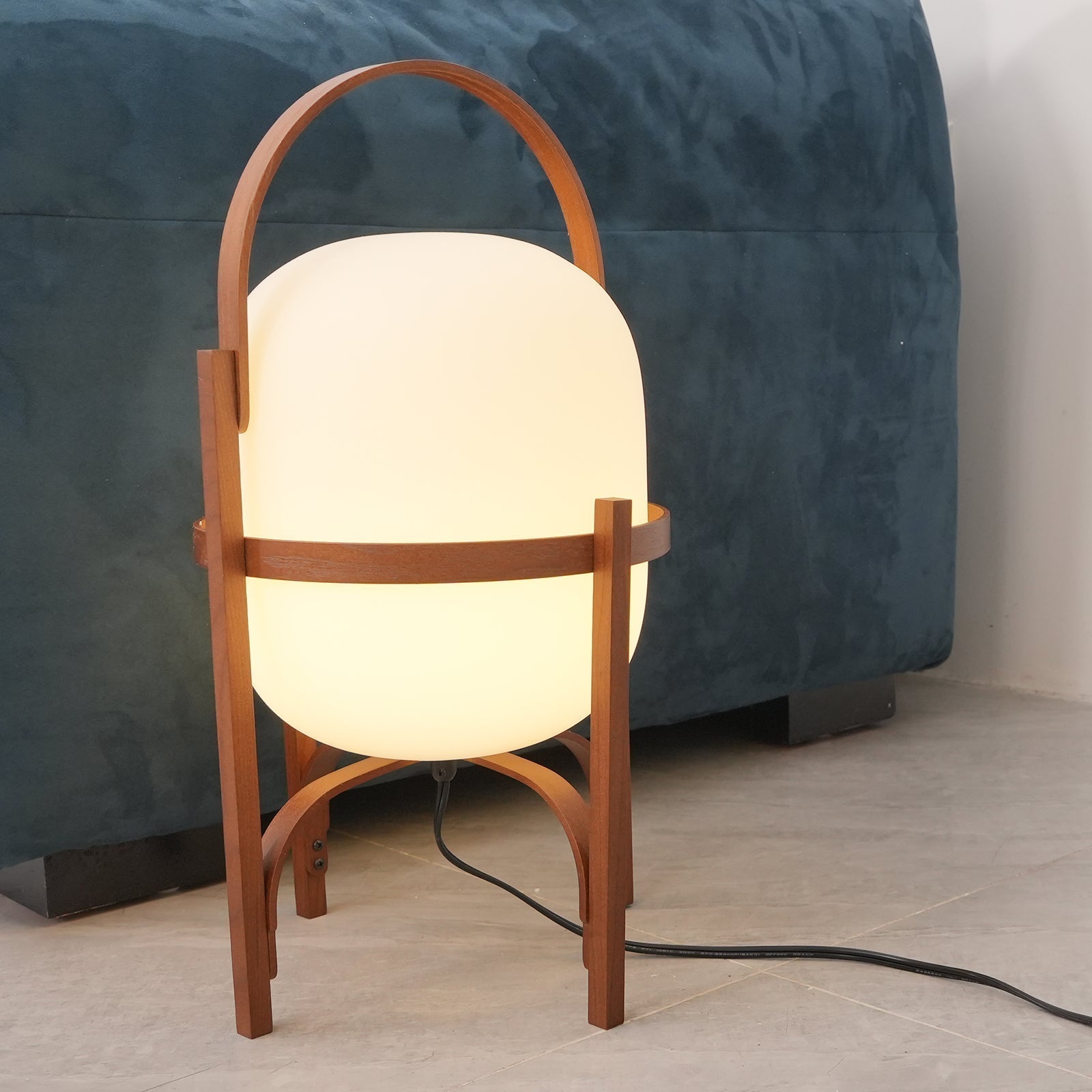 Lethra Wood Glass Table Lamp