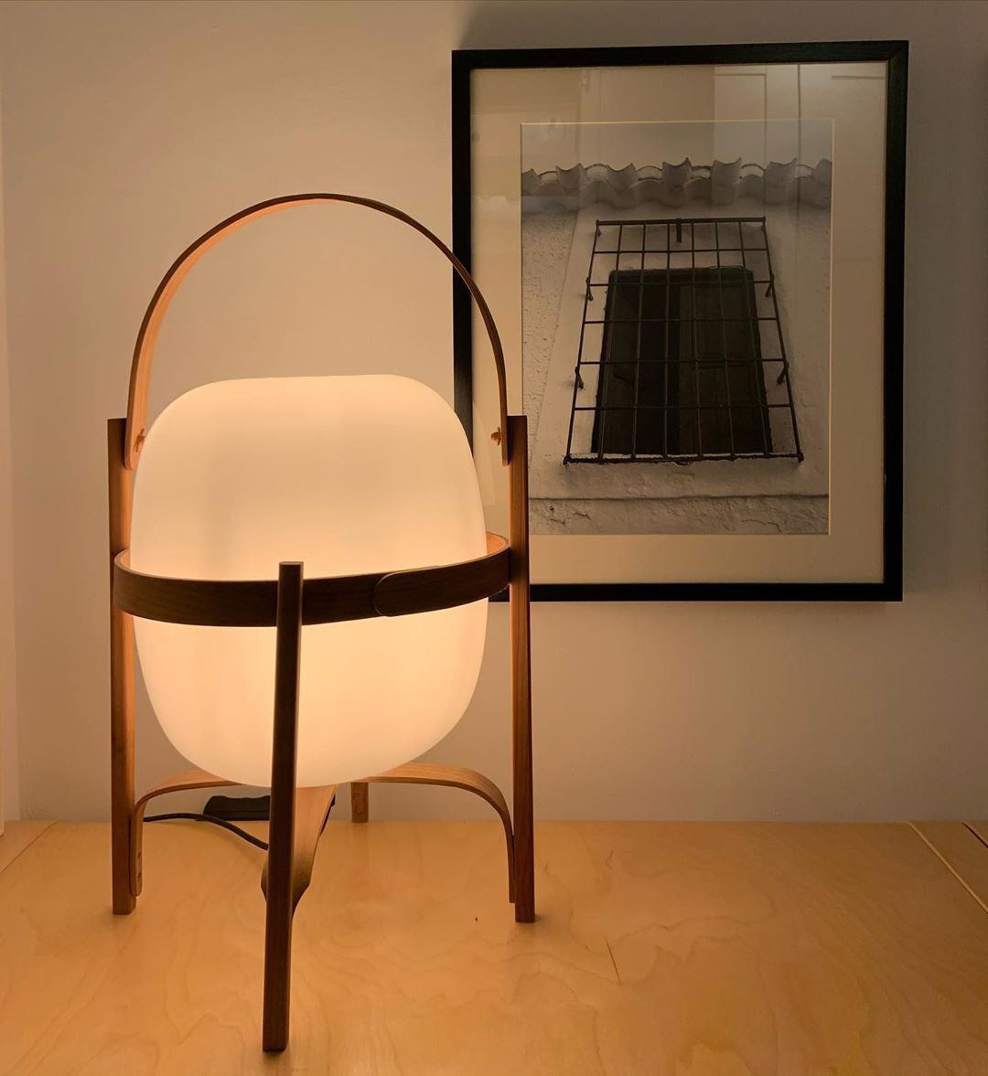 Lethra Wood Glass Table Lamp