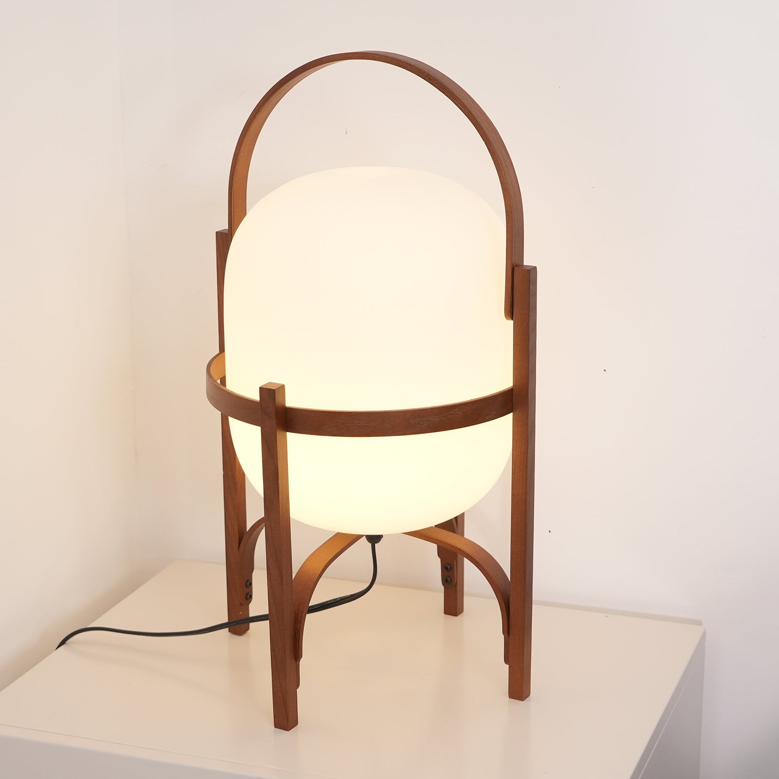 Lethra Wood Glass Table Lamp