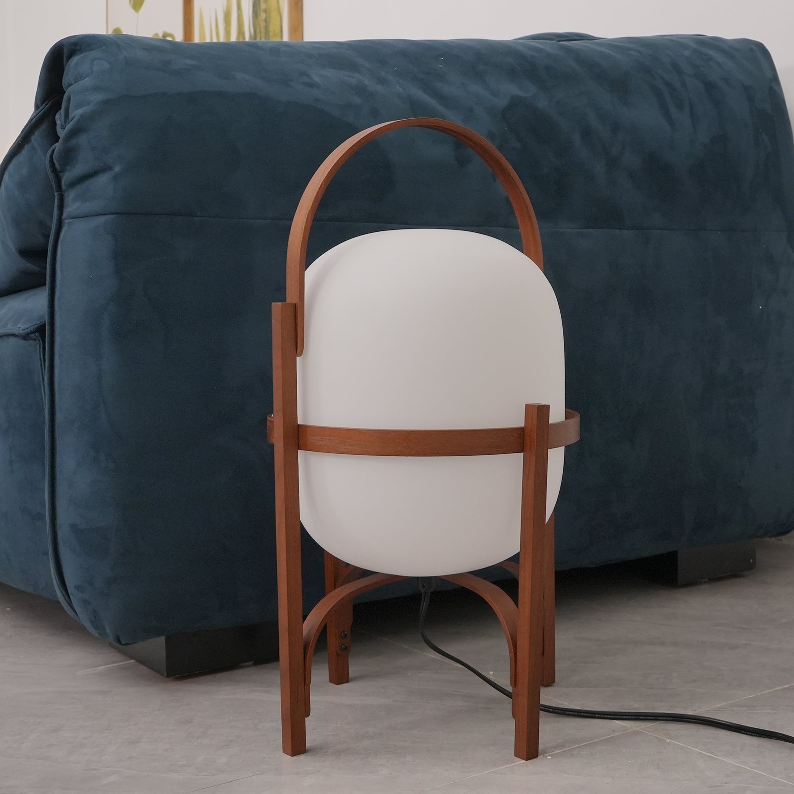 Lethra Wood Glass Table Lamp