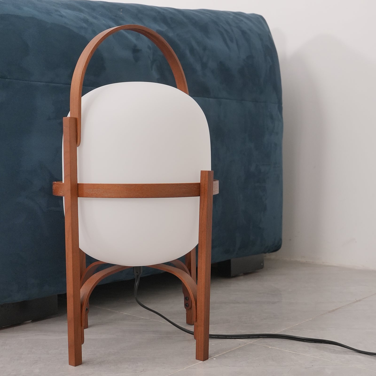 Lethra Wood Glass Table Lamp