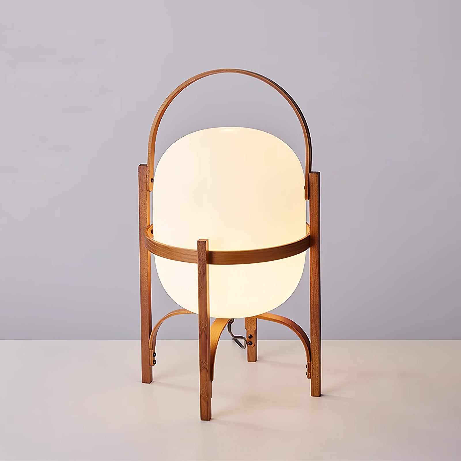 Lethra Wood Glass Table Lamp