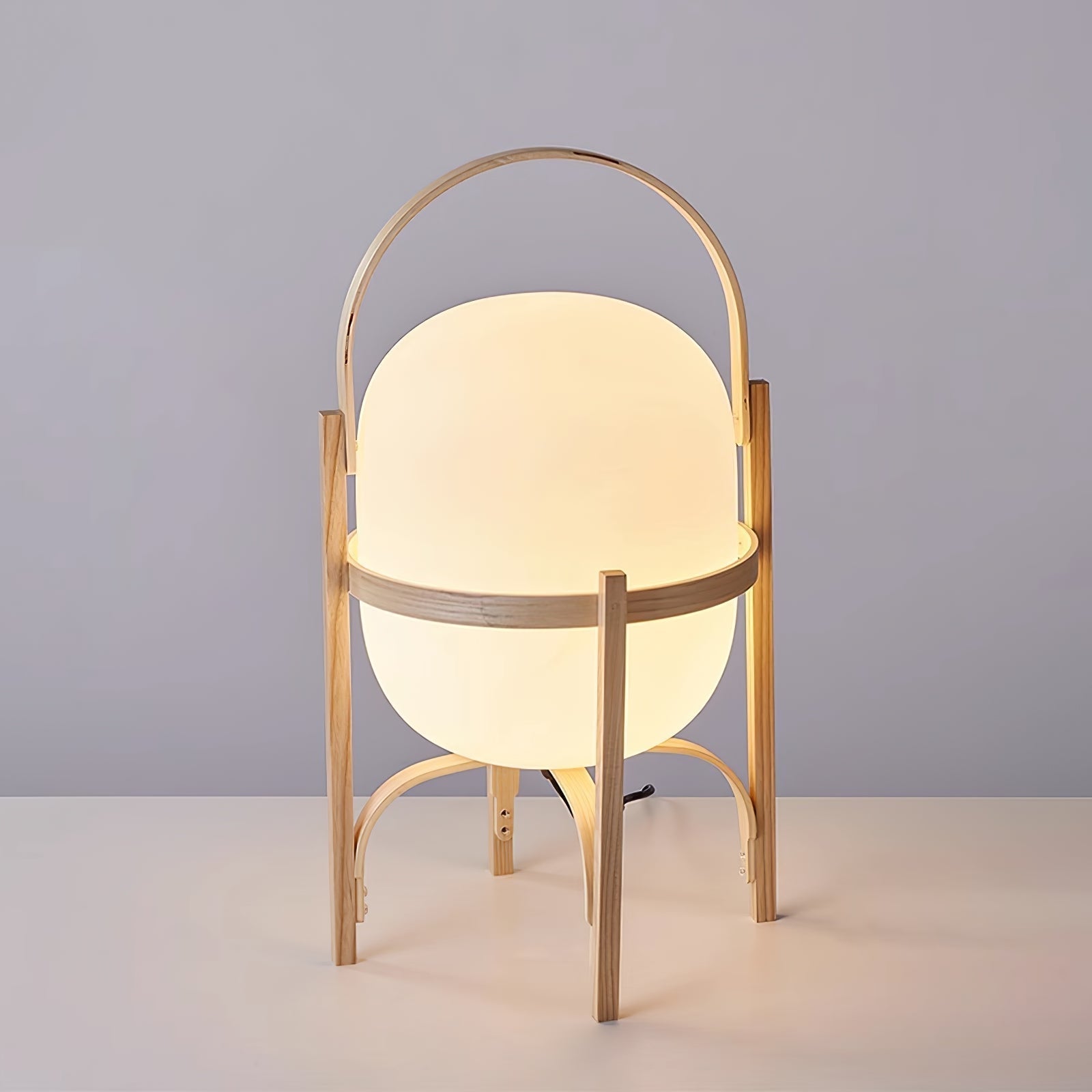 Lethra Wood Glass Table Lamp