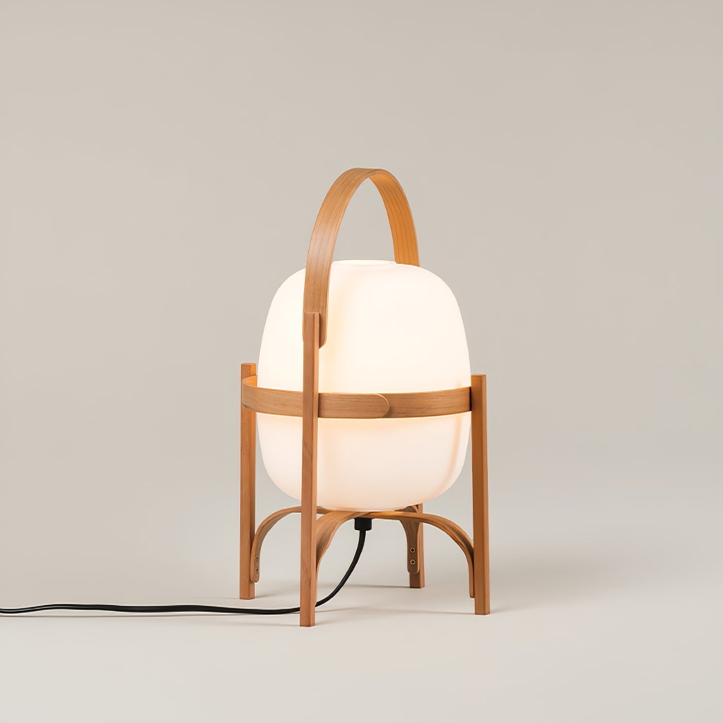Lethra Wood Glass Table Lamp