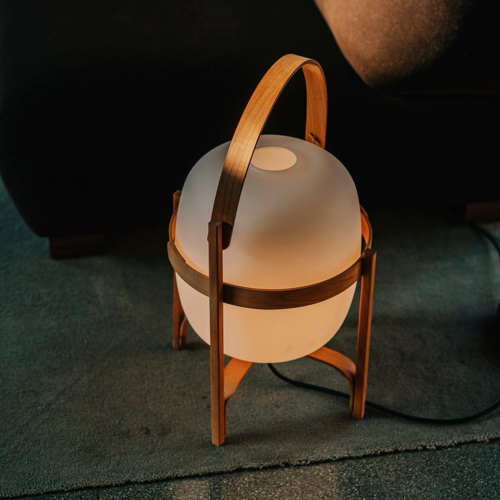 Lethra Wood Glass Table Lamp
