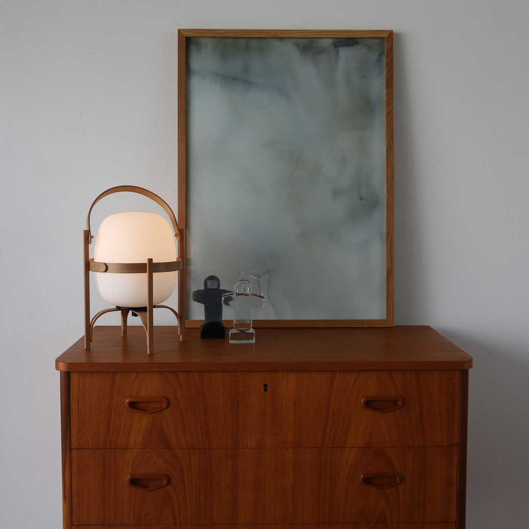 Lethra Wood Glass Table Lamp