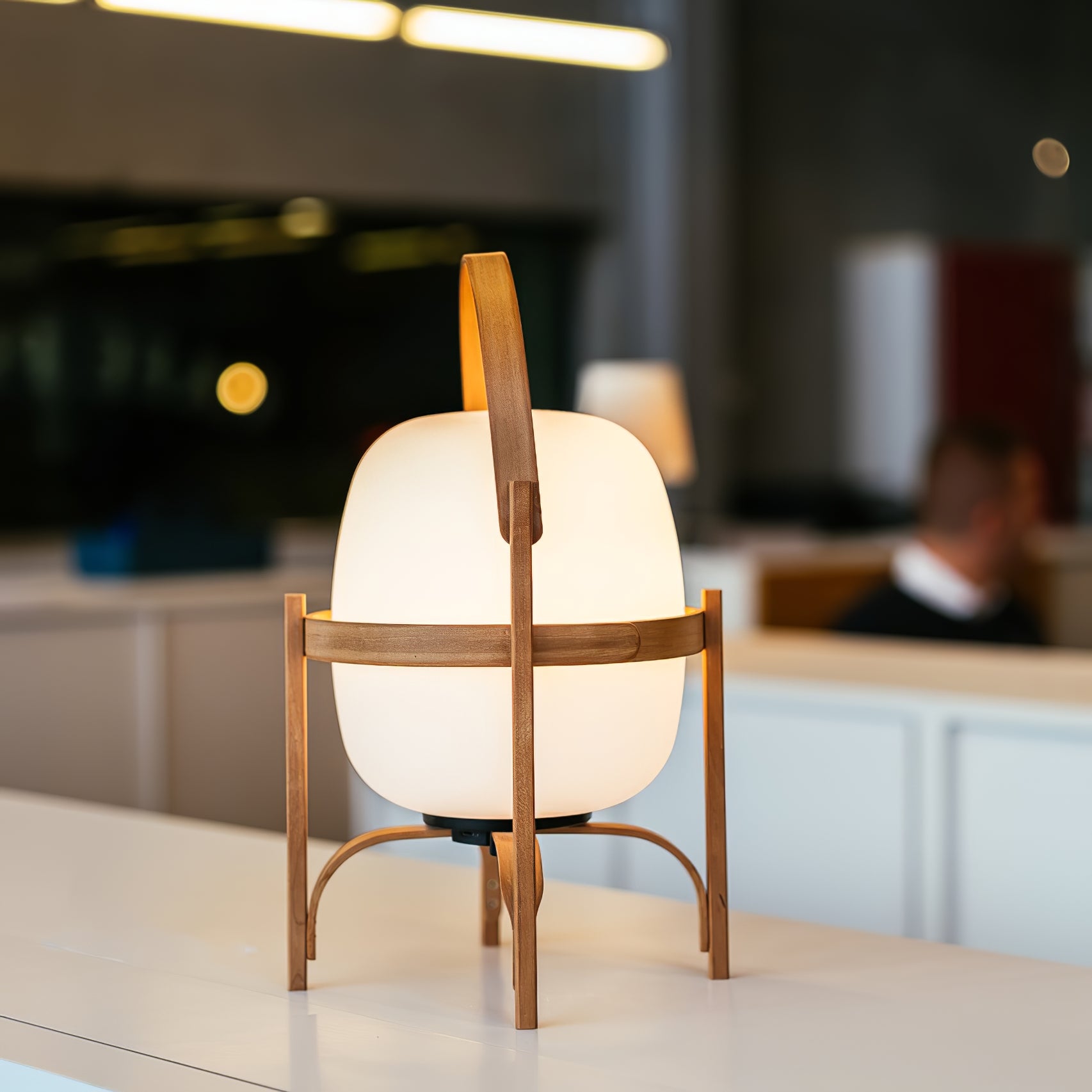 Lethra Wood Glass Table Lamp