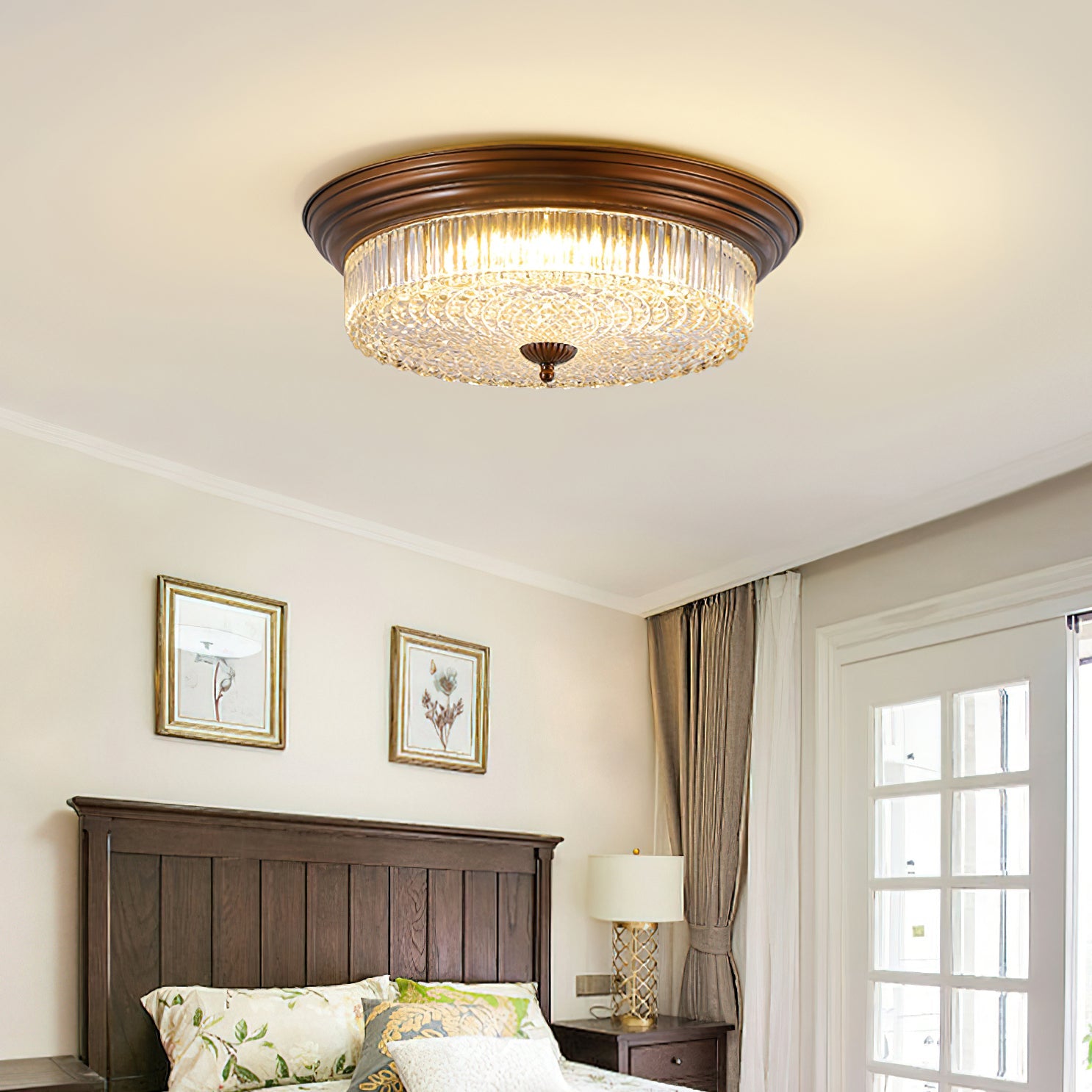Aurebrook Crystal Round Flush Mount Ceiling Light